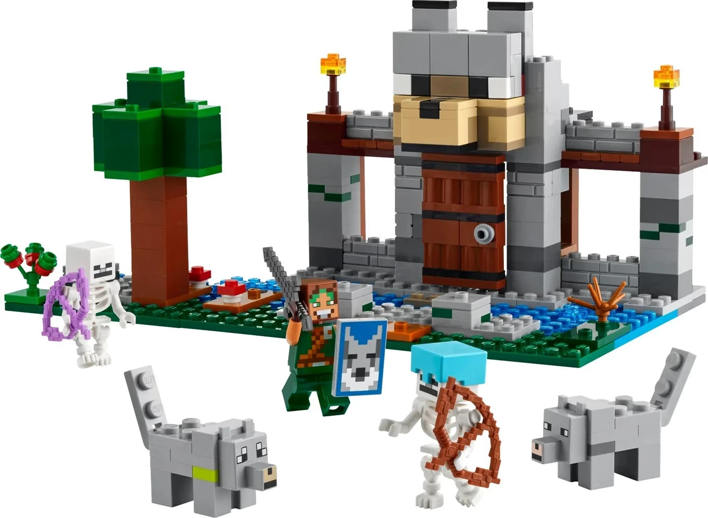 Set LEGO Minecraft 21261 The Wolf Stronghold, 312 pjesë, 3 minifigura