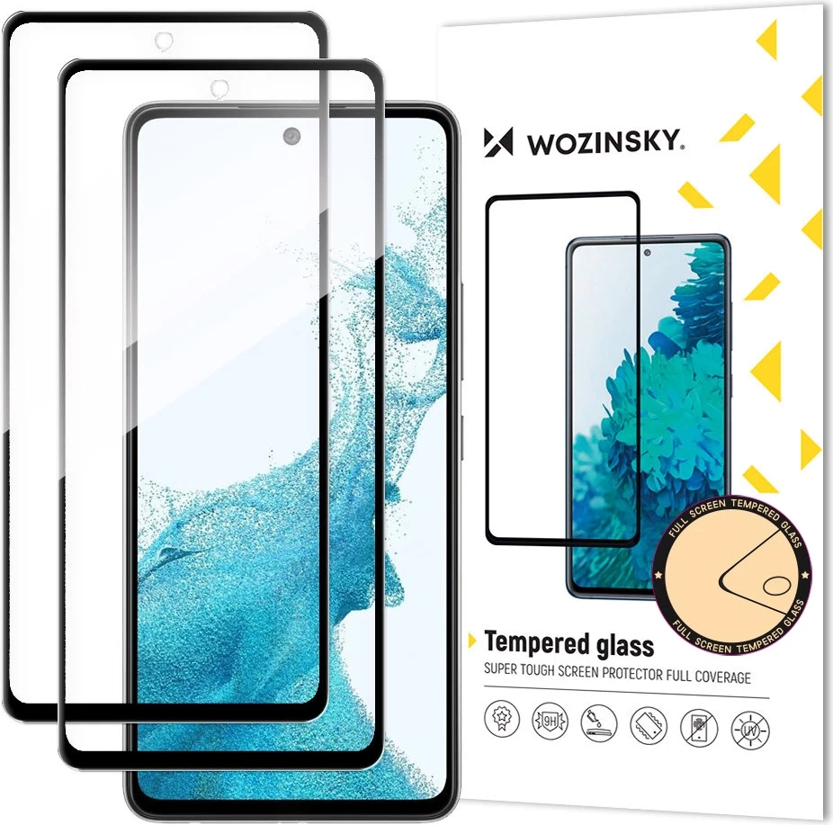 Xham mbrojtës temper ekrani, Wozinsky Full Glue, për Samsung Galaxy A37, 9H, ngjitje e plotë, mbulim i plotë me kornizë, i zi, set 2 copë