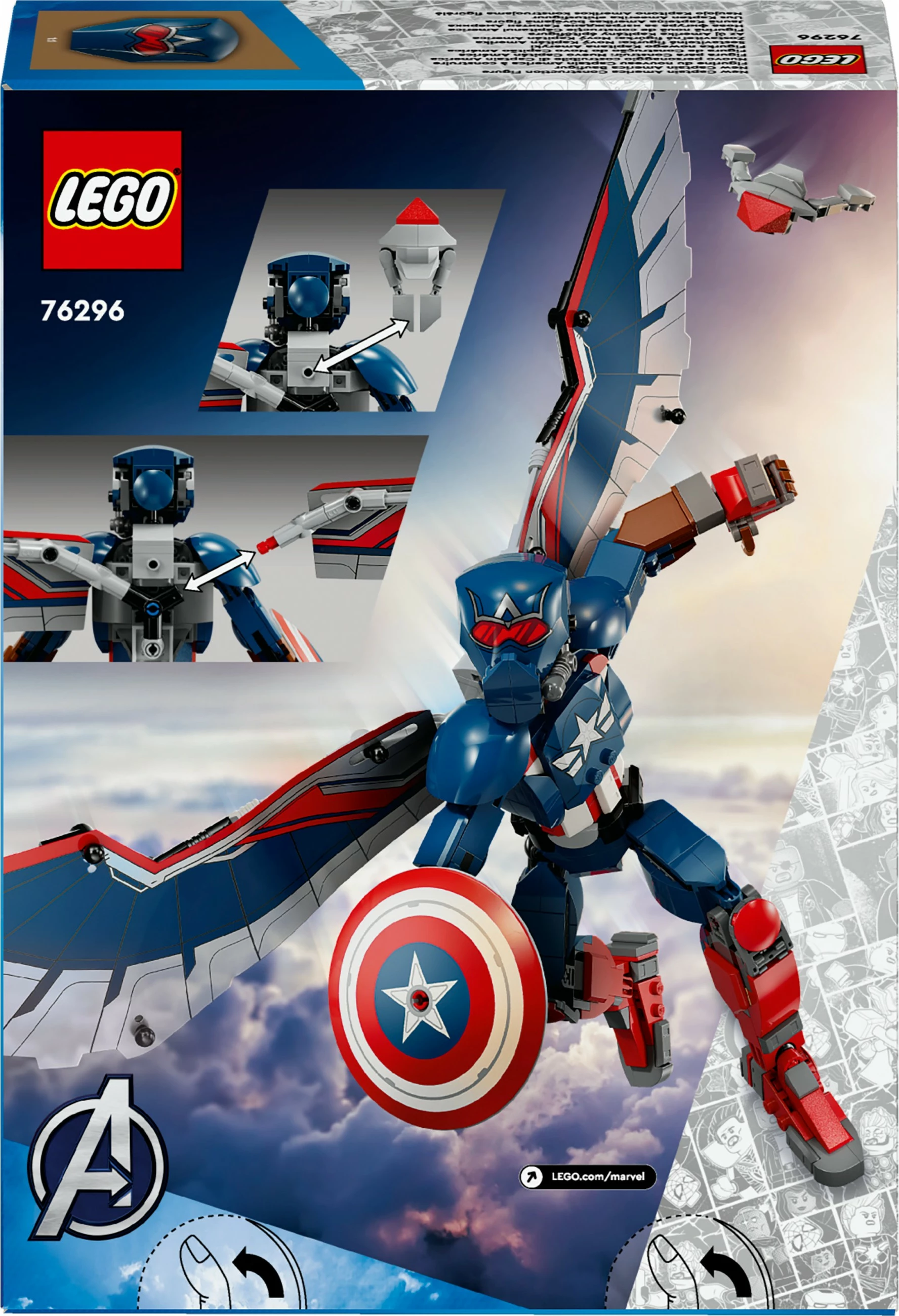 Set ndërtimi LEGO Marvel 76296 New Captain America, shumëngjyrësh
