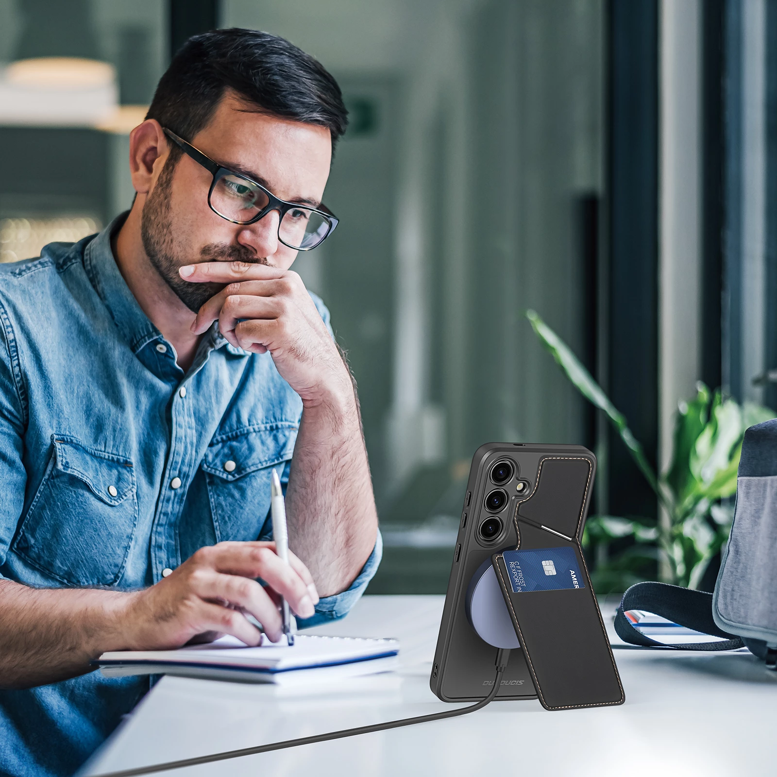 Mbështjellës Dux Ducis Rafi II Mag për Samsung Galaxy S24, me portofol dhe qëndrim, i zi