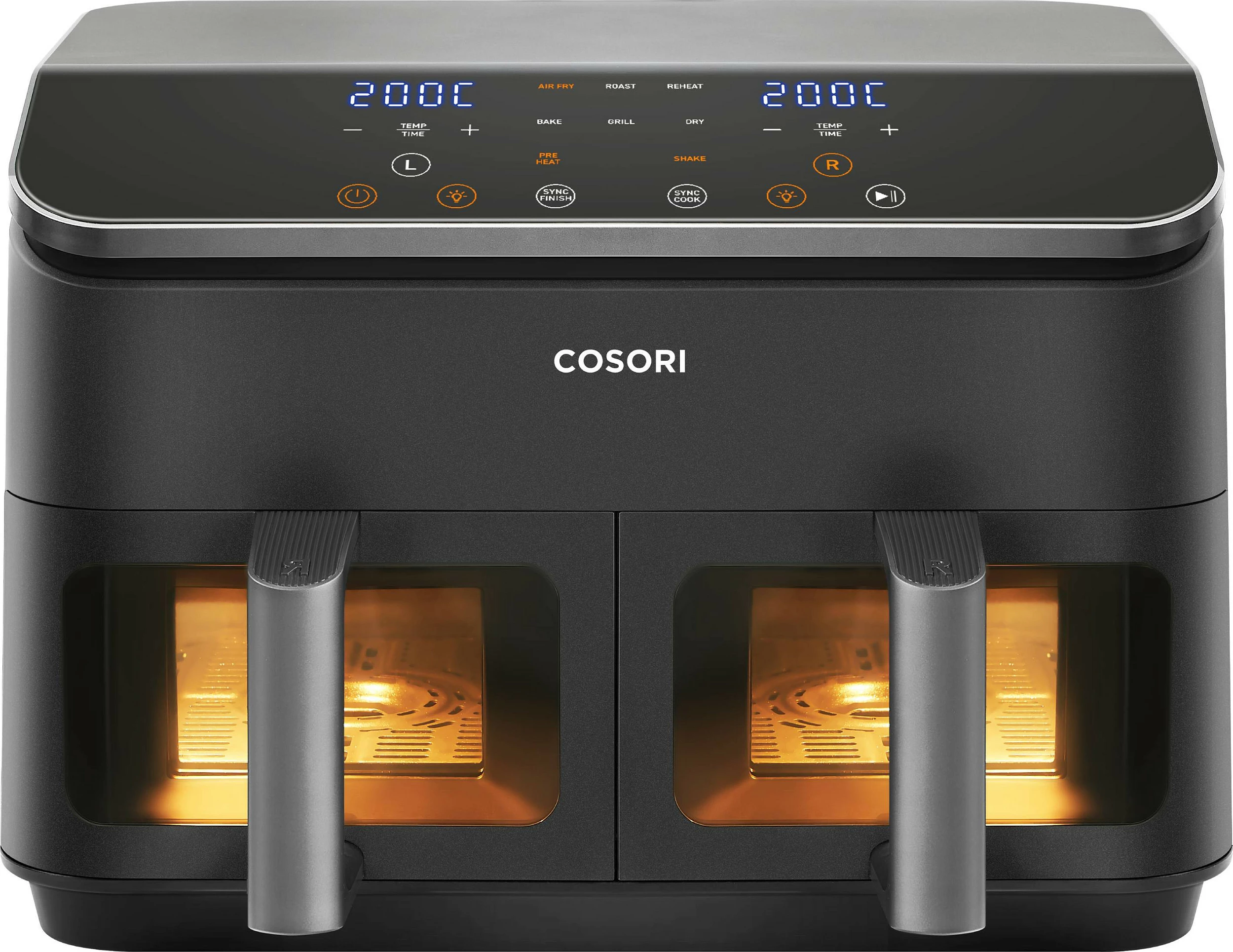 Fritezë me ajër Cosori Dual Basket Chef Edition, 8.5L, 1750W, dy shporta, e zezë/argjend