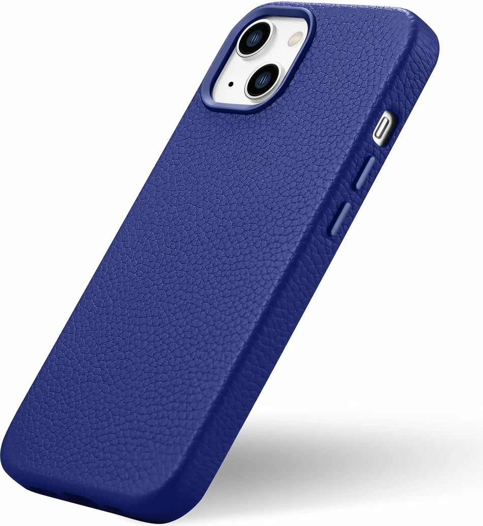 Mbështjellës iCarer Litchi Premium për iPhone 14 me MagSafe, Lëkurë, Blu e errët