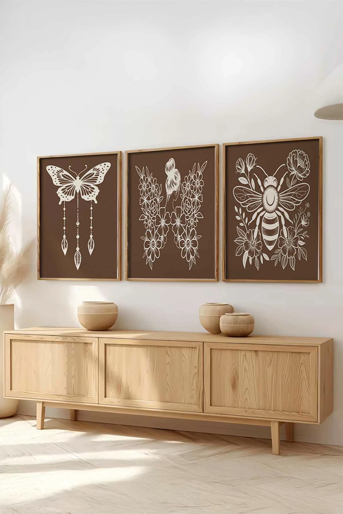 Set pikturash dekorative me kornizë MDF, 3 copë, Wallity, Huhu512, 20x30 cm