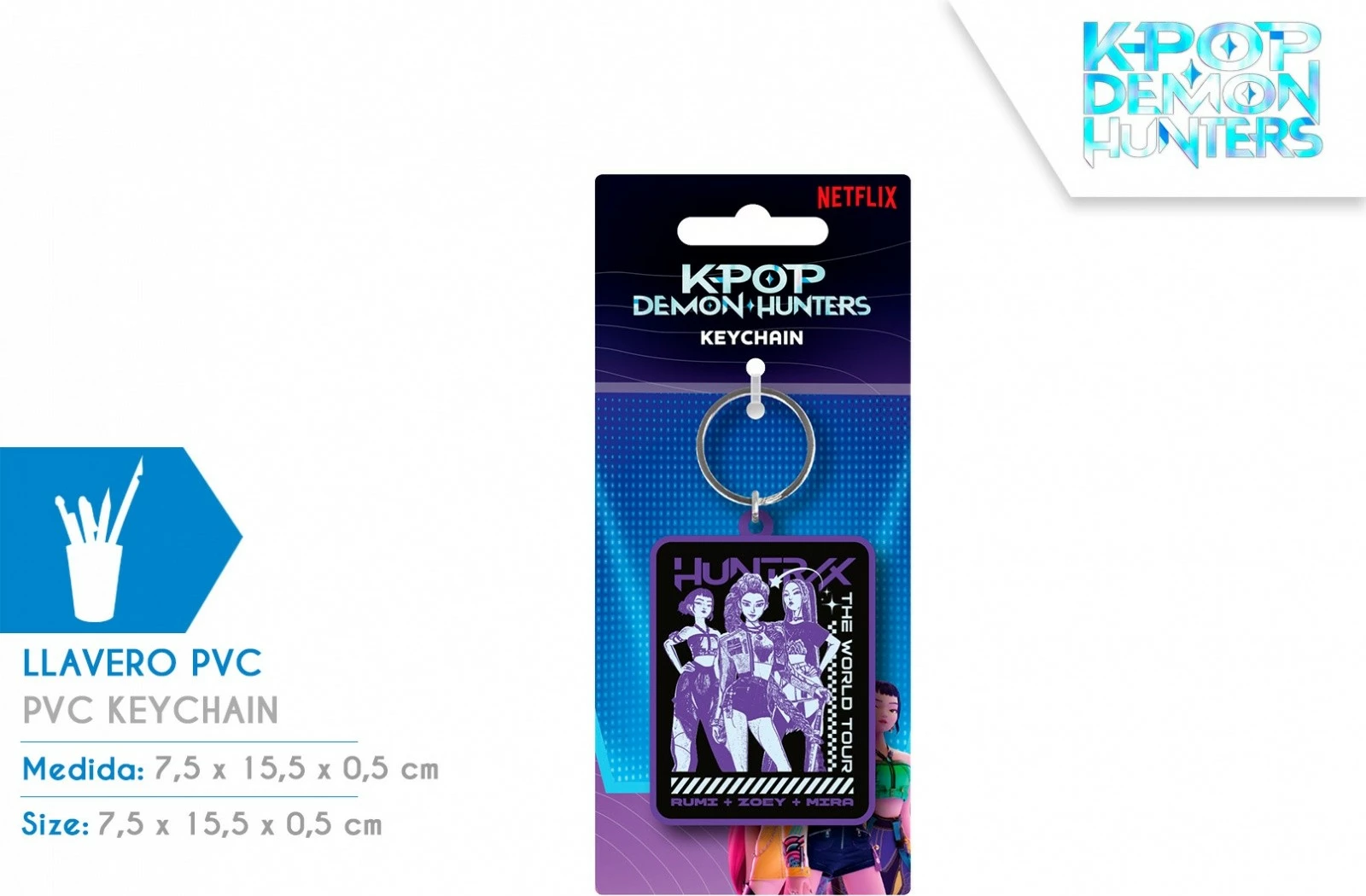 Varëse çelësash PVC Kids Euroswan K-POP Demon Hunters Huntrix RK2510650 15.5 cm vjollcë/zi