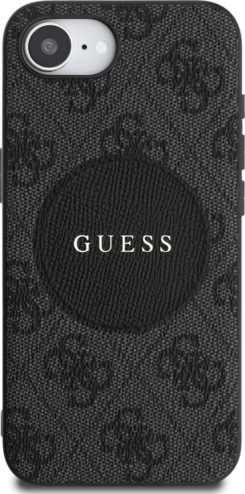 Mbështjellës Guess 4G Circle Classic Logo MagSafe për iPhone 16e, i zi