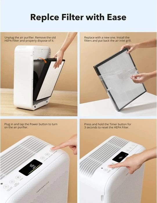 Filter zëvendësues HEPA TaoTronics TT-AP003 3-në-1 True HEPA, zi/bardhë