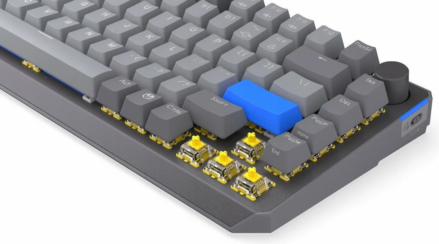 Klaviaturë mekanike wireless Endorfy Thock V2 75% Wireless, ENDORFY Yellow by Gateron, RGB, US ANSI, hot-swap, gri