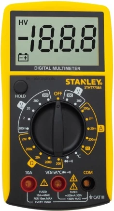 Multimetër Stanley STHT0-77364, CAT III, 7 funksione, test baterie, deri 300V, i verdhë