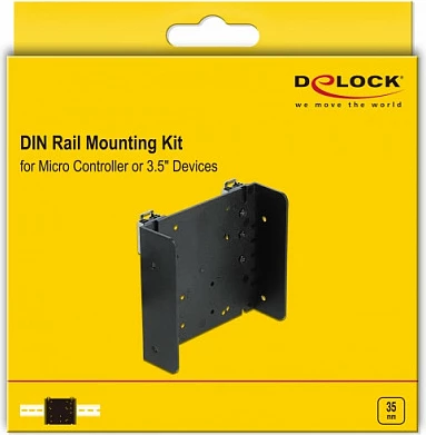 Kit montimi DeLOCK 66292 për shinë DIN 35 mm, ABS, i zi