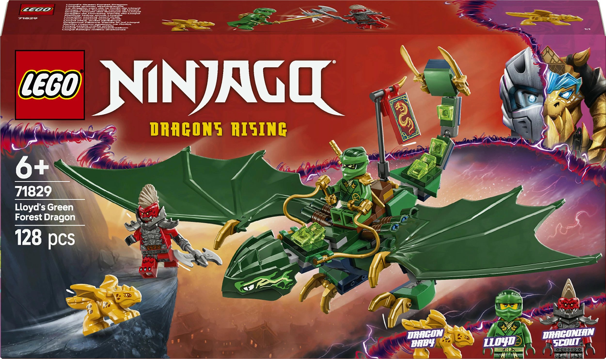 Set ndërtimi LEGO Ninjago 71829 Lloyd Green Forest Dragon 128 pjesë