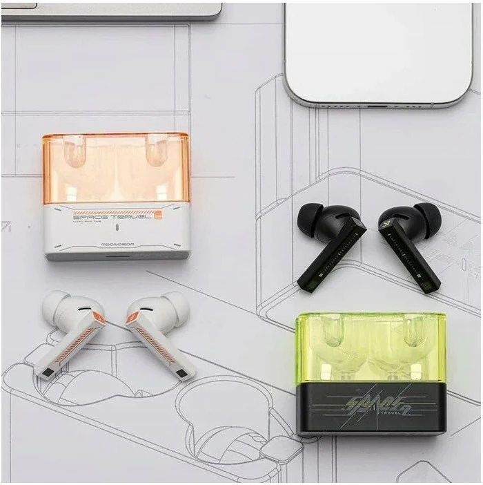 Kufje Moondrop Space Travel 2, TWS Bluetooth 6.0, 24 orë bateri, me mikrofon, të bardha