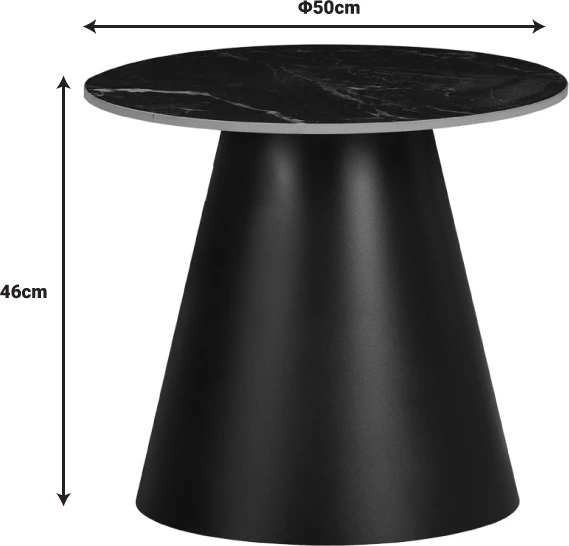 Tavolina anësore Fabrin Inart, gur i sinteruar, metal i zi, set