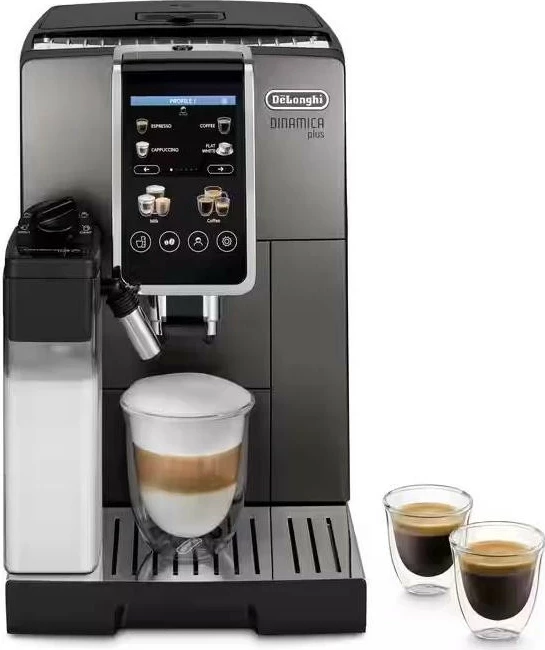 Aparat kafeje DeLonghi Dinamica Plus ECAM 380.95.TB, 1450W, ekran me prekje 3.5\" TFT, depo kokrrash 300g, e zezë