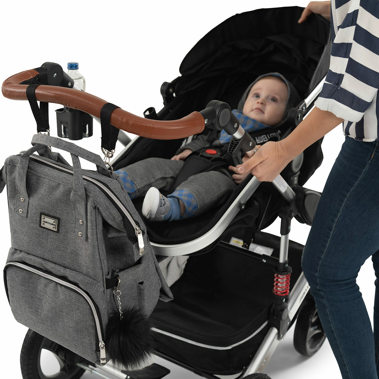 Çantë për pelena Evila Originals, Anne Bebek, ngjyrë gri