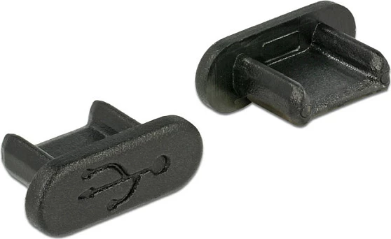 Kapak mbrojtës pluhuri DeLOCK për port USB 2.0 Micro-B, 10 copë, i zi