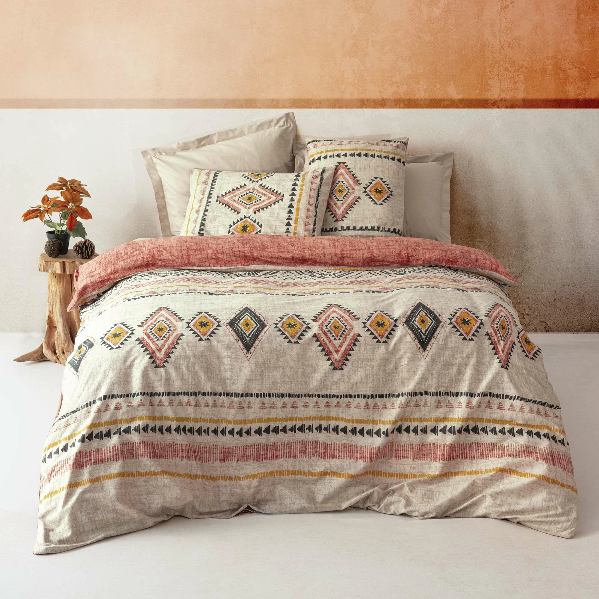 Set mbulesë për jorgan Super King, ngjyrë tile e kuqe, L'Essentiel Linge de Maison, Felix