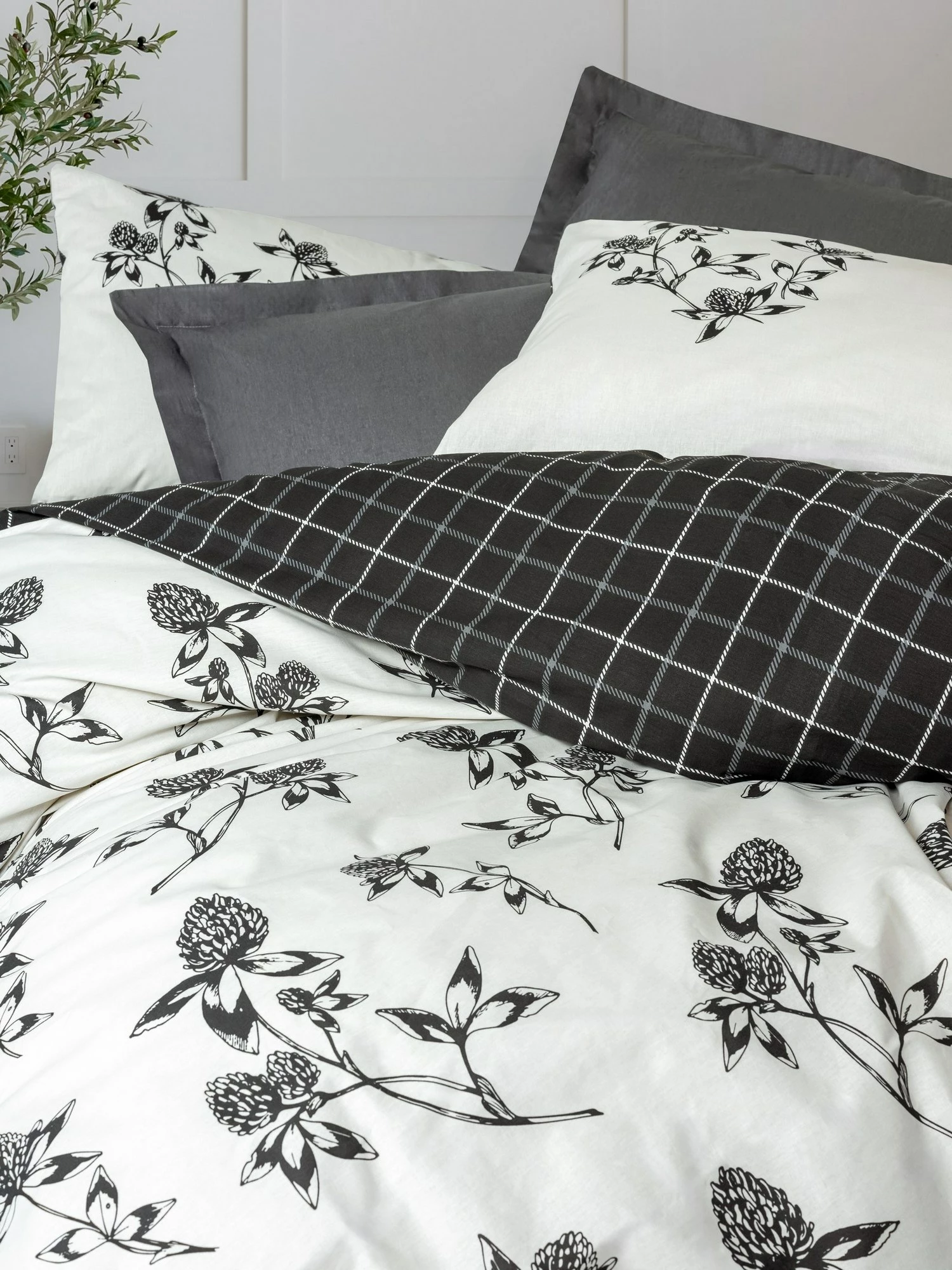 Set mbulesash për krevat Super King, ngjyrë antracit, L'essentiel, Ohia