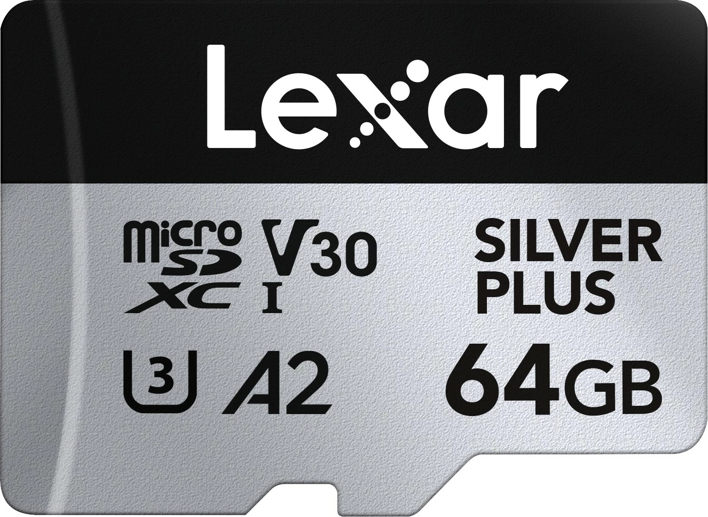 Kartë memorje microSD Lexar LMSSIPL064G-BNANG 64GB UHS-I A2 U3 V30 205/100MB/s me adapter SD Silver Plus