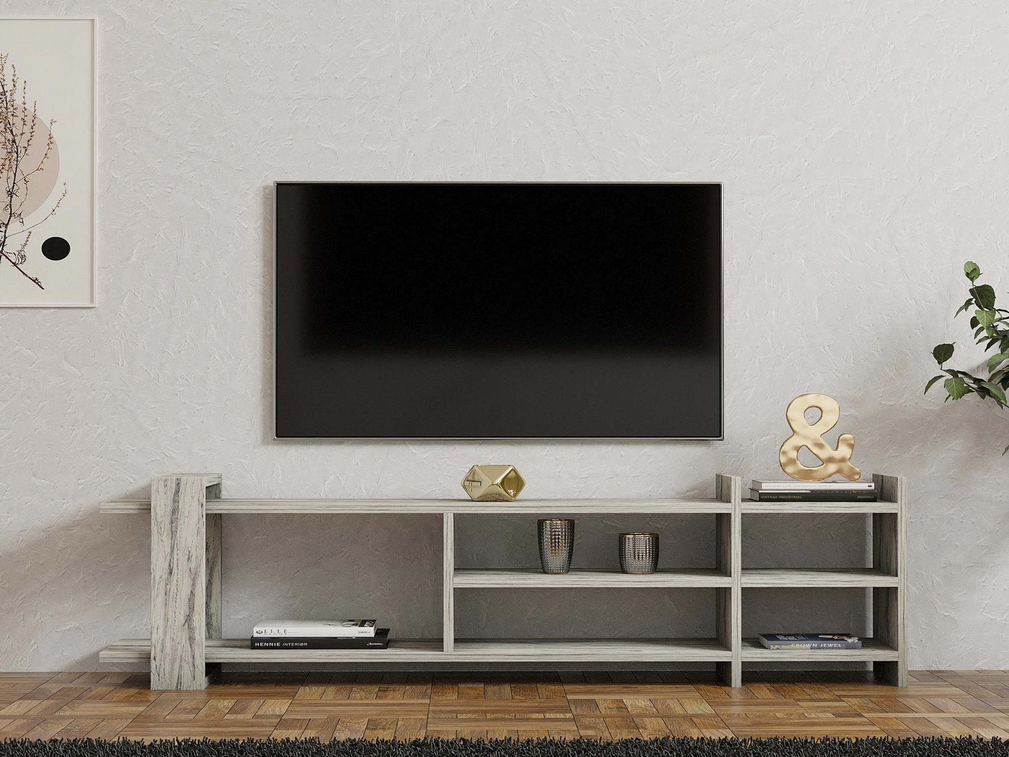 Komodë TV Skye Decor, ngjyrë mermeri Freesia