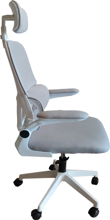 Karrige zyre Recko, pëlhurë rrjete, ngjyrë gri me kornizë të bardhë, 56x62x116-125cm