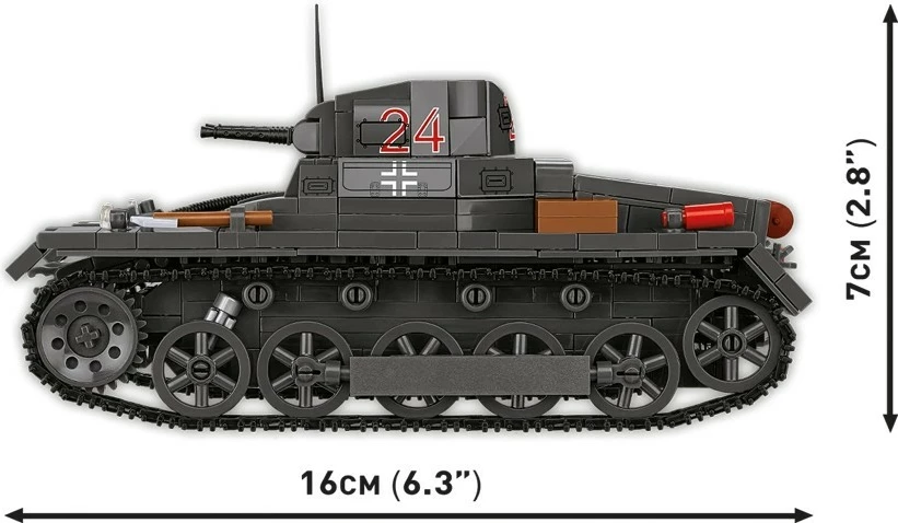 Set blloqesh ndërtimi COBI Panzer I Ausf. B 2660 1:28 654 pjesë me 1 figurë gri e errët