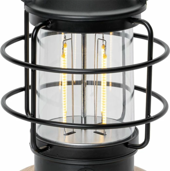 fener kampingu BRUNNER Lamparina 0720068N, LED 120 lm, bateri rikarikueshme 4000 mAh, e zezë/natyrale (bambu)