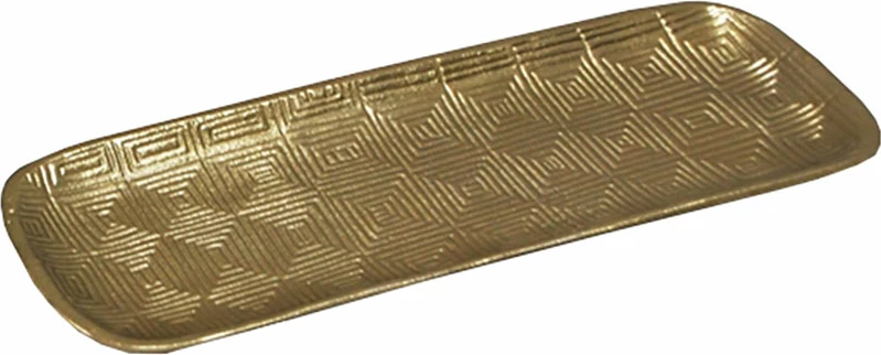 Tabaka dekorative RHOMBUS 42, alumin, ngjyrë ari antik, 42x15x2cm