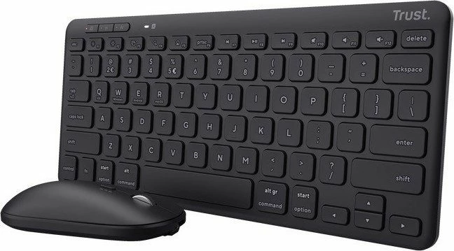 Set tastierë + maus Trust Lyra 24843, Bluetooth, layout US, i rikarikueshëm, zi