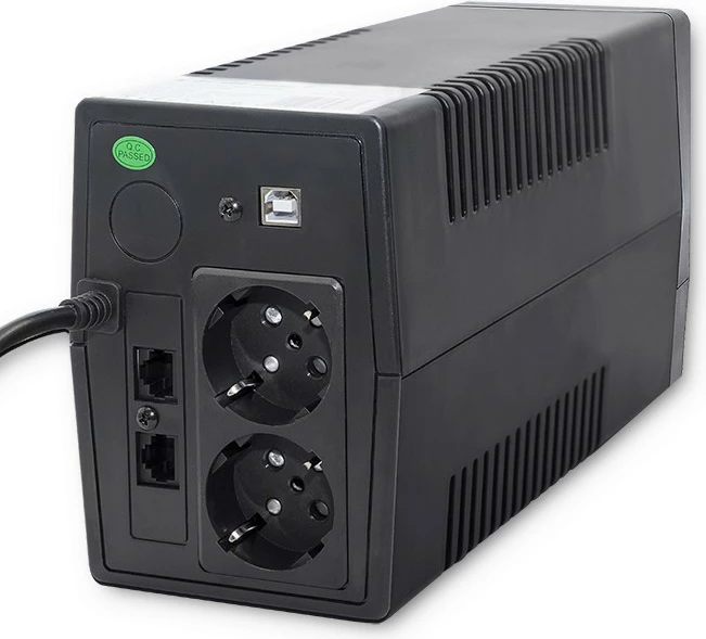 UPS Qoltec Monolith 650VA 360W me LCD, USB, RJ45, i zi