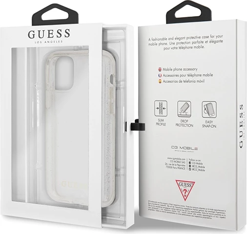 Mbështjellës Guess GUHCN58PCGLSI për iPhone 11 Pro, Glitter, argjend