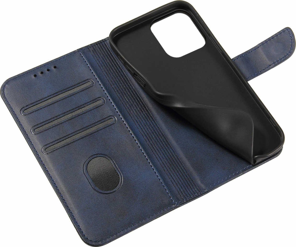 Mbështjellës Hurtel Magnet Case për iPhone 15 Pro Max, me portofol dhe stand, Kaltër