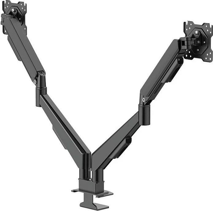 Mbajtëse monitori Hama, 2 monitorë, gas spring, 17-35", VESA 75x75/100x100, clamp tavoline, e zezë