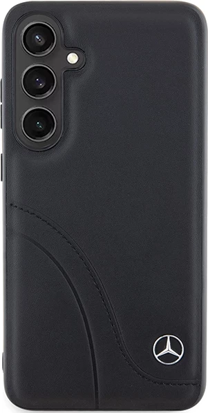 Mbështjellës Mercedes Leather Curved Stitches për Samsung Galaxy S24+, e zezë