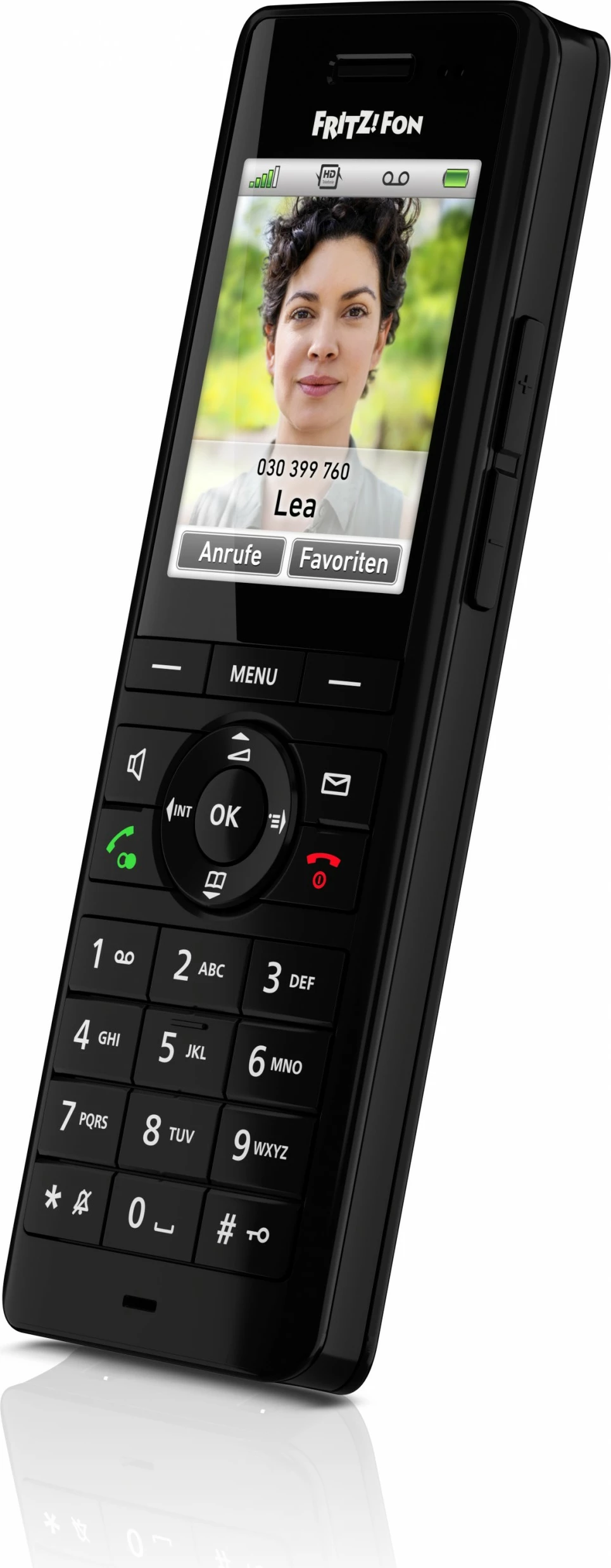 Telefon DECT AVM FRITZ!Fon X6, Mbajtës pa tel, 300 kontakte, E zezë