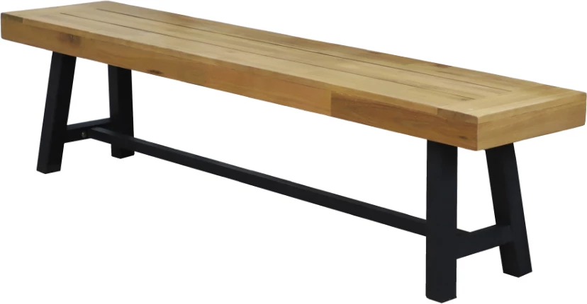 Stol Panama, dru natyral, këmbë metalike të zeza, 188x37x45.5