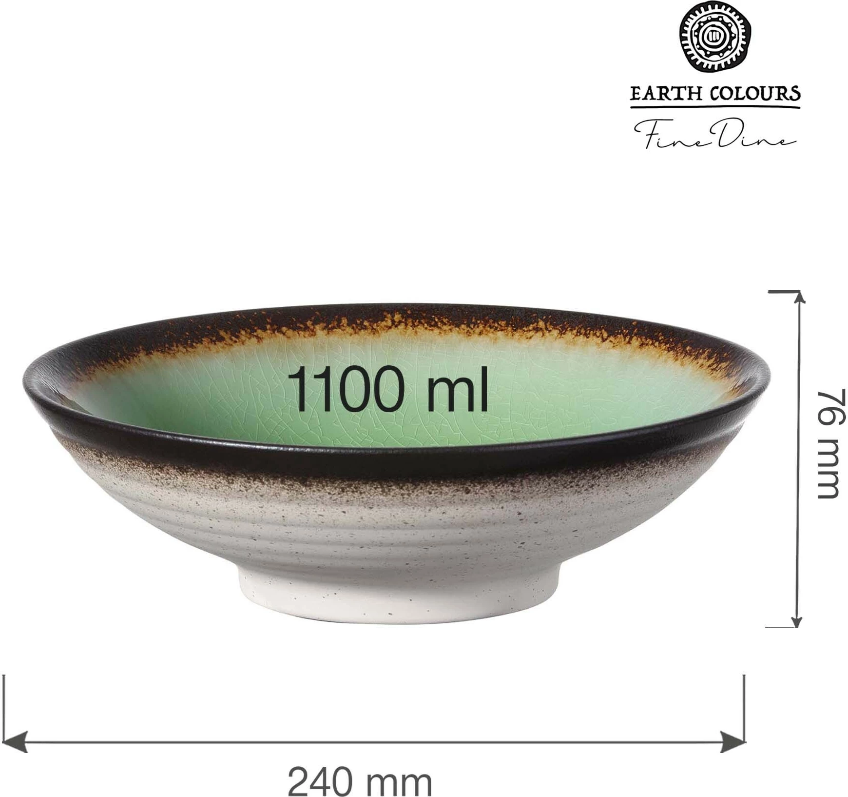 Tas i rrumbullakët Fine Dine Beryl 240mm 1.1L, i gjelbër, set 3 copë