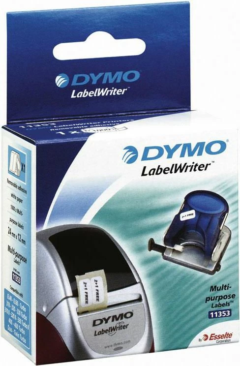 Rul etiketa Dymo LabelWriter S0722530 12x24 mm 1000 copë, zi në bardhë