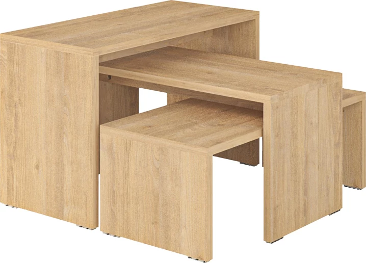 Set tavolinash kafeje Kantar, ngjyrë natyrale, 65x30x39cm, 3 copë