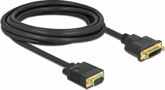 Kabllo DeLOCK DVI-A 24+5 (femër) në VGA D-Sub (mashkull), 3 m, 1080p, e zezë