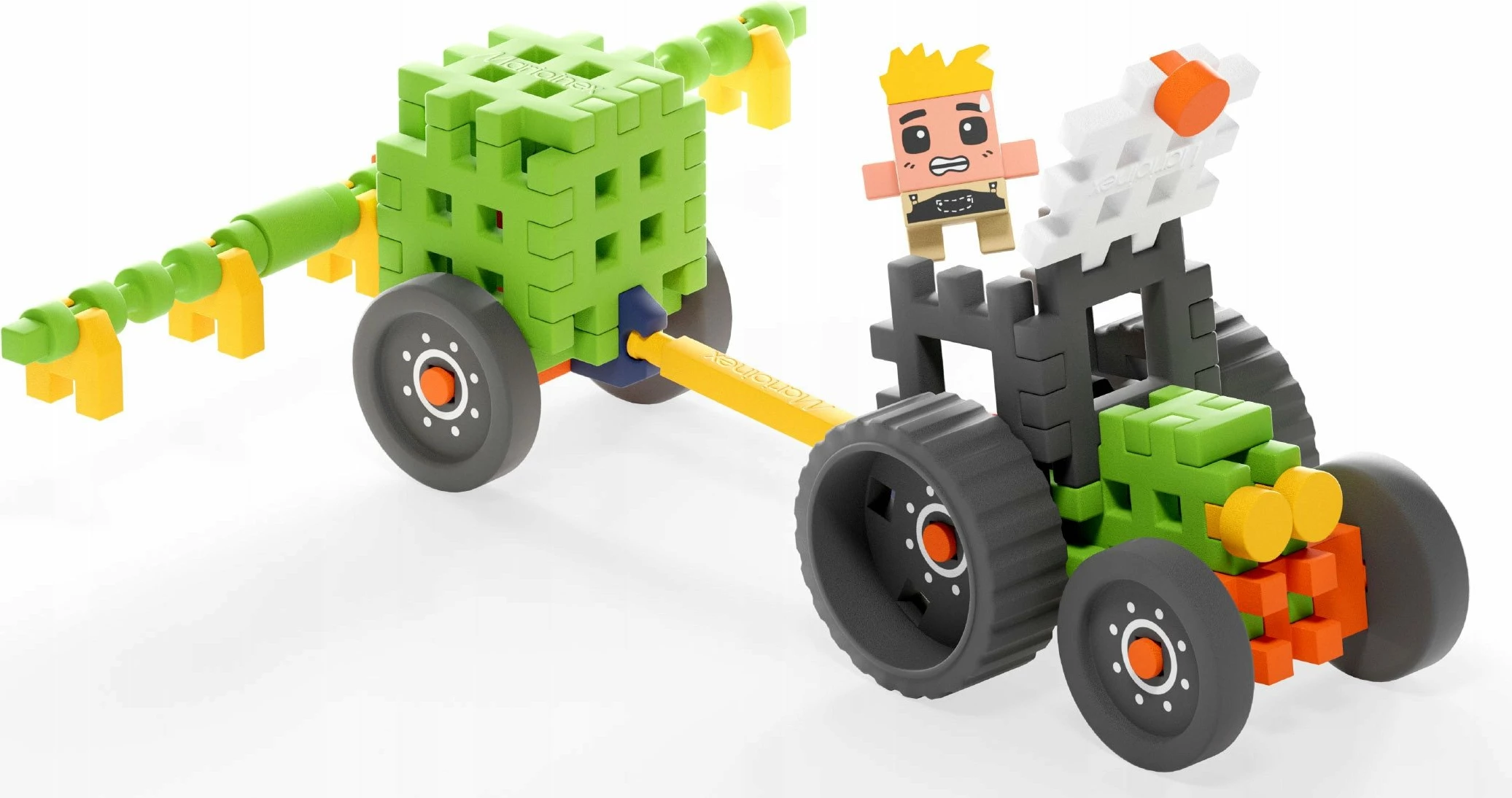 Set blloqesh ndërtimi Marioinex Mini Waffle Farmer Tractor with Sprayer, 50 elemente, 6+