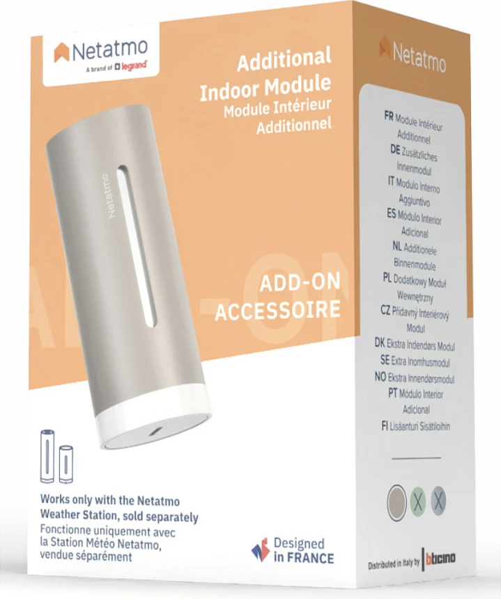 Sensor i brendshëm Netatmo NIM-S-WW, termometër + higrometër + cilësi ajri, Sand