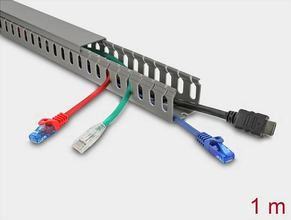 Kanal për kabllo DeLOCK 22029, PVC, 40 x 40 mm, 1 m, gri