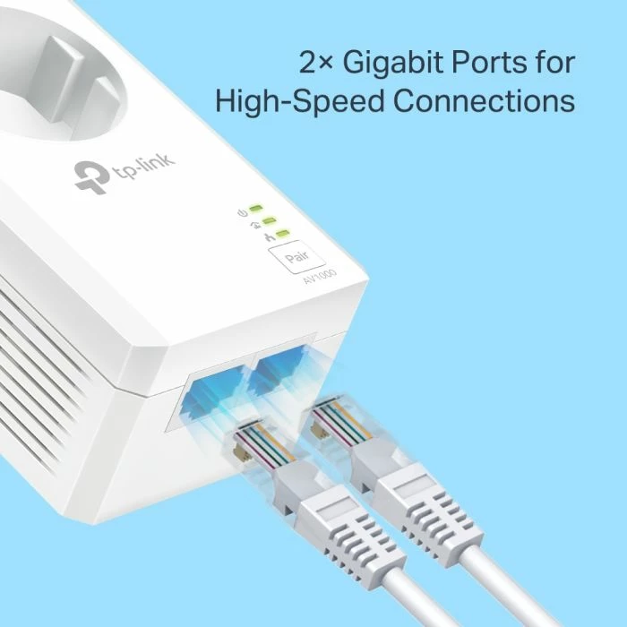 adapter Powerline TP-LINK TL-PA7027P KIT AV1000, 2x Gigabit, passthrough, set 2 copë, bardhë