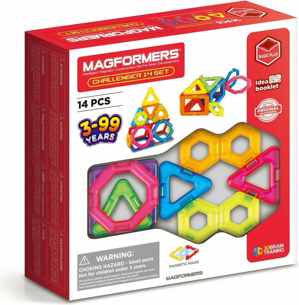 Set lodrash magnetike Magformers Challenger, 14 pjesë, shumëngjyrëshe