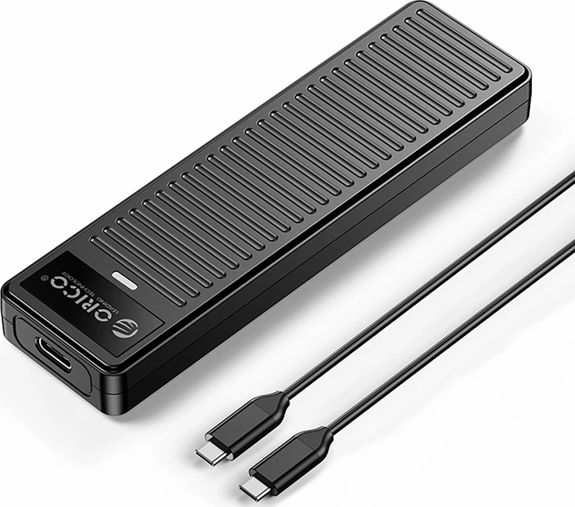 Enclosure për SSD M.2 NVMe Orico DDM2-C3, USB-C 3.2 10Gbps, deri 4TB, gri, me set ftohjeje + kabllo USB-C–USB-C 0.3m
