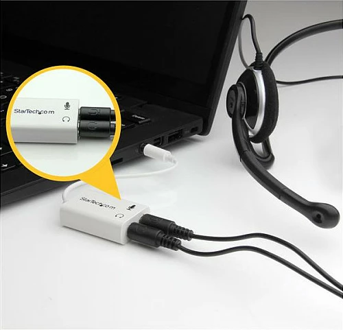 Adapter audio StarTech MUYHSMFFADW, 3.5mm TRRS në 2x 3.5mm (kufje + mikrofon), 15cm, i bardhë