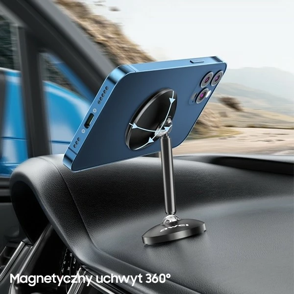 Mbajtës magnetik për telefon AWEI X22, për pult makine ose tavolinë, i zi