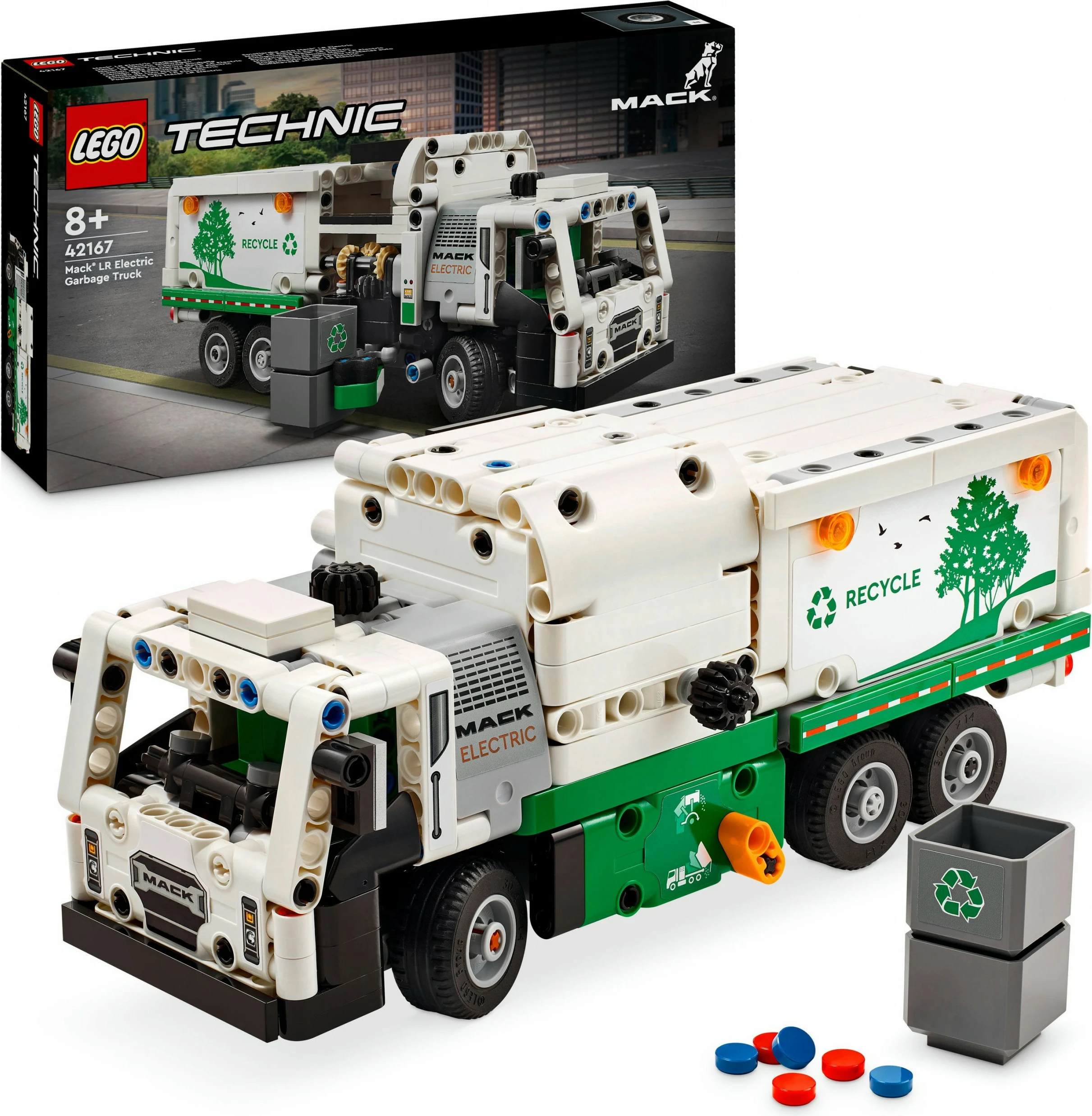Set ndërtimi LEGO Technic Mack LR Electric Garbage Truck 503 pjesë shumëngjyrëshe
