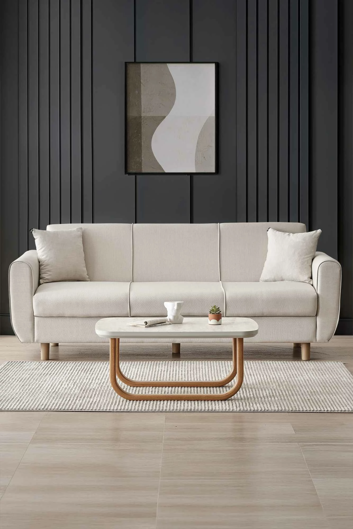 Divan-krevat treshe Flavia, ngjyrë bezhë, Atelier del Sofa