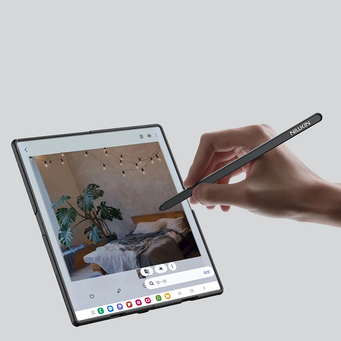 Mbështjellës, Nillkin, Super Frosted Shield Fold Magnetic për Samsung Galaxy Z Fold 7, kompatibil me MagSafe, hapësirë për S Pen, e zezë